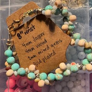 Turquoise Jasper and Wood Beaded Bracelet